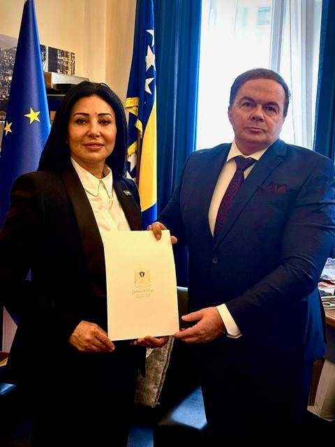 BiH Palestina 26.01..jpg - Novoimenovana ambasadorica Države Palestine u Bosni i Hercegovini Sylvie Kharoof predala kopije akreditivnih pisama